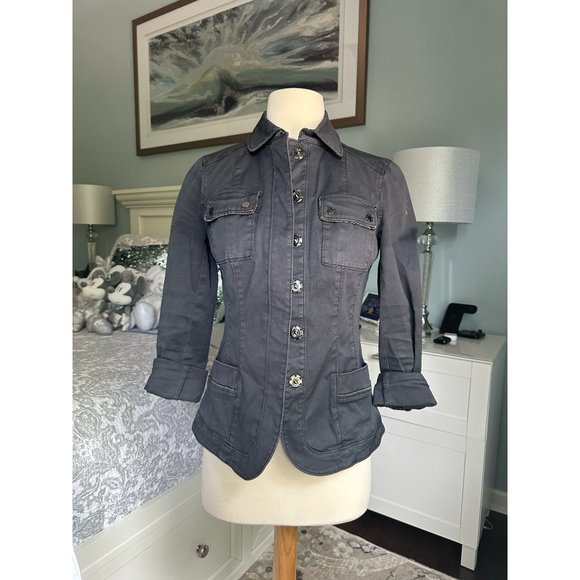 White House Black Market Ball Chain Washed Casual Jacket - Picture 5 of 7